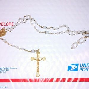 14k Gold Rosary with Jesus Charm and Cross